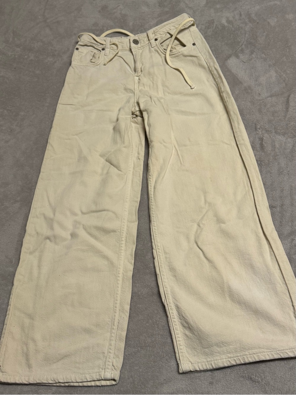 Zara Cream High-Rise Wide Trousers